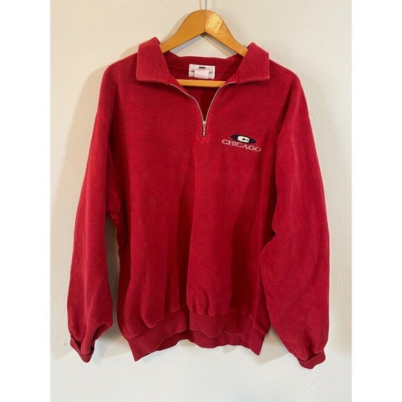 Vintage Muskoka North Varsity Chicago Destination Pullover Sweatshirt Large Red - Picture 1 of 6